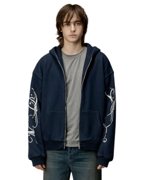 Сalligraphy Waffle Zip-Hoodie