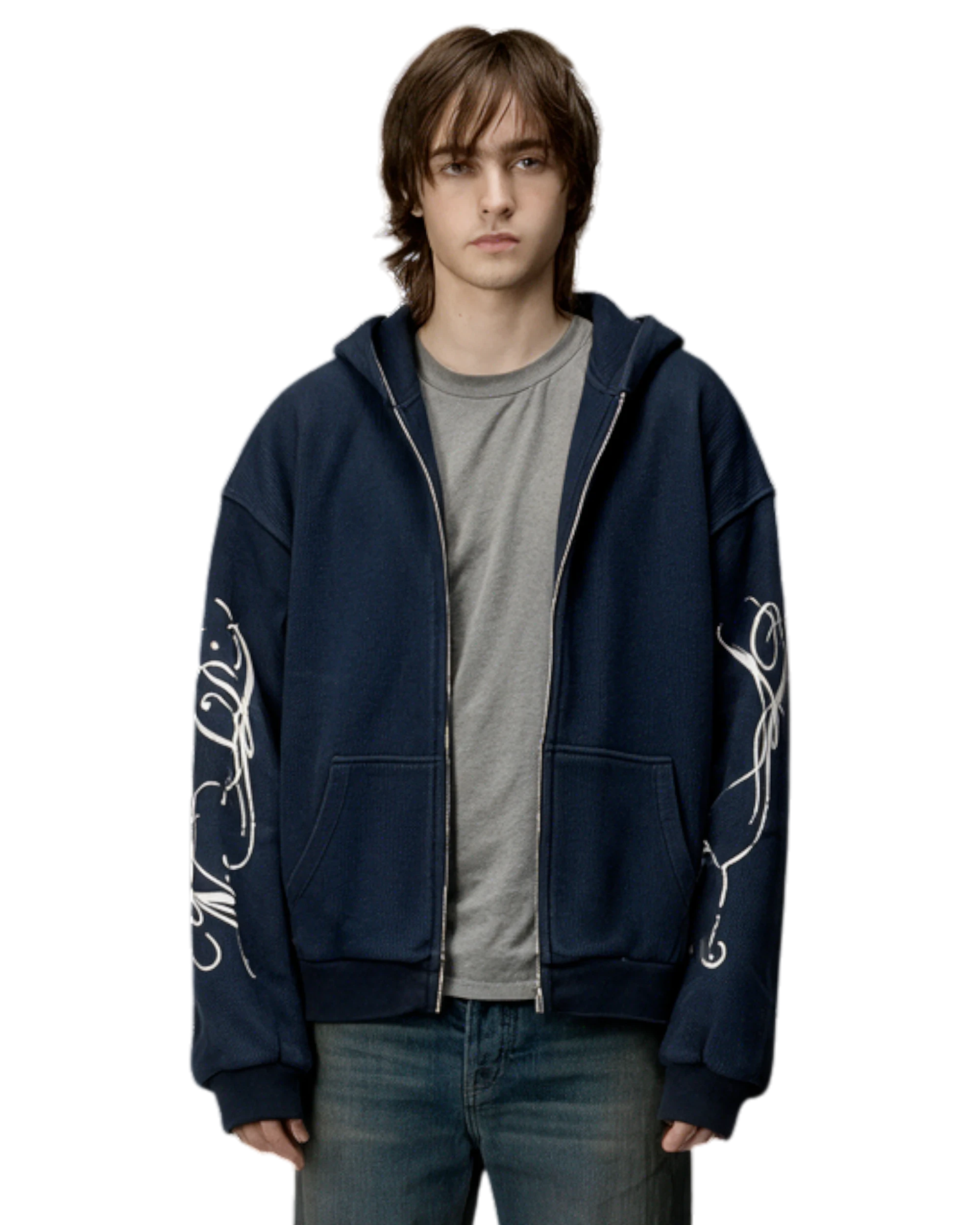 Сalligraphy Waffle Zip-Hoodie