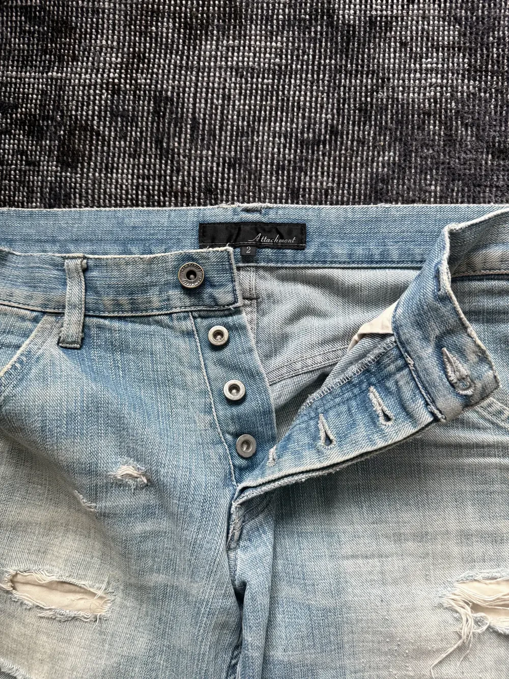 Attachment Distressed Flared Bootcut Denim