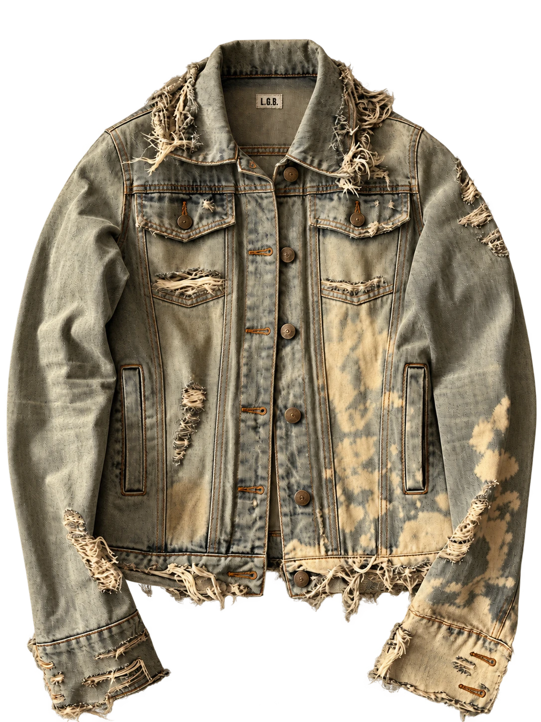 L.G.B. 00s Archive Bleach Distressed Denim Jacket