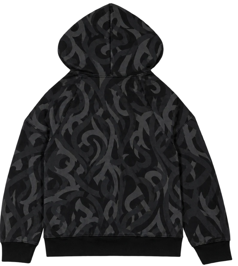 Number (N)ine AW04 "Give Peace A Chance" Black Tribal Zip-Up Hoodie