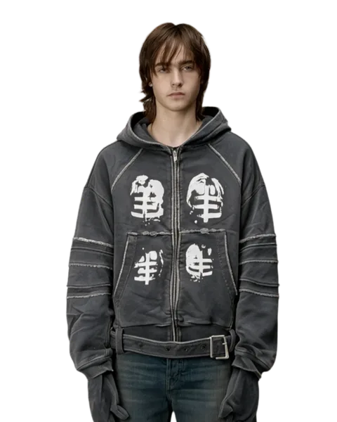 Shine Luxury Golope Zipper Armour Hoodie