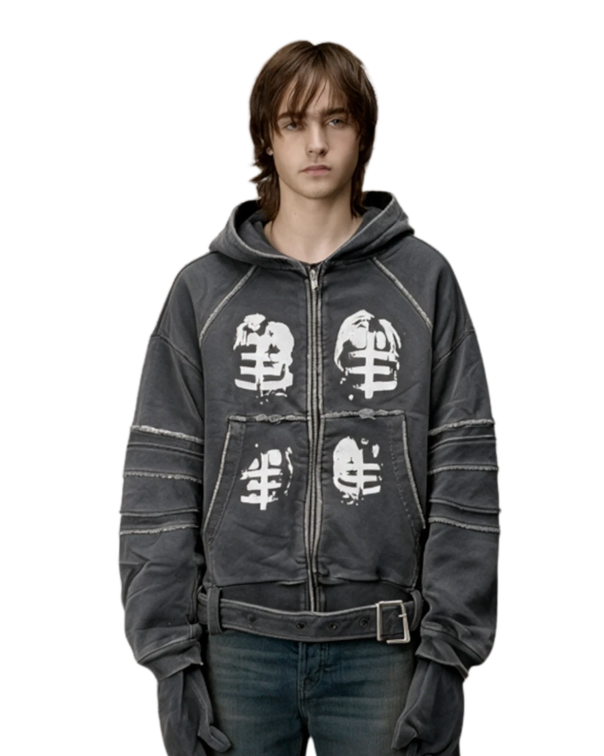 Shine Luxury Golope Zipper Armour Hoodie