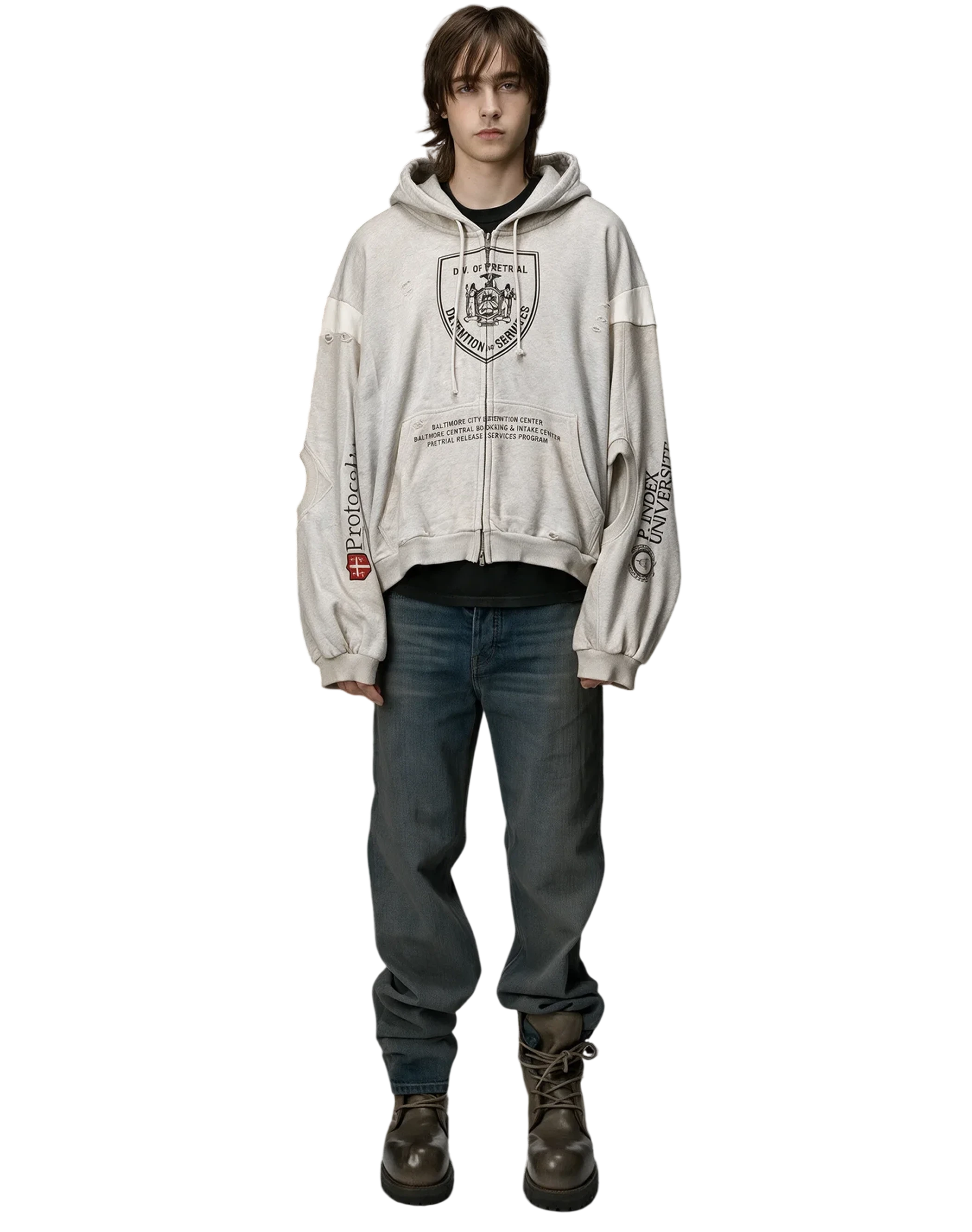 Protocol Index Reconstructed Zip Hoodie
