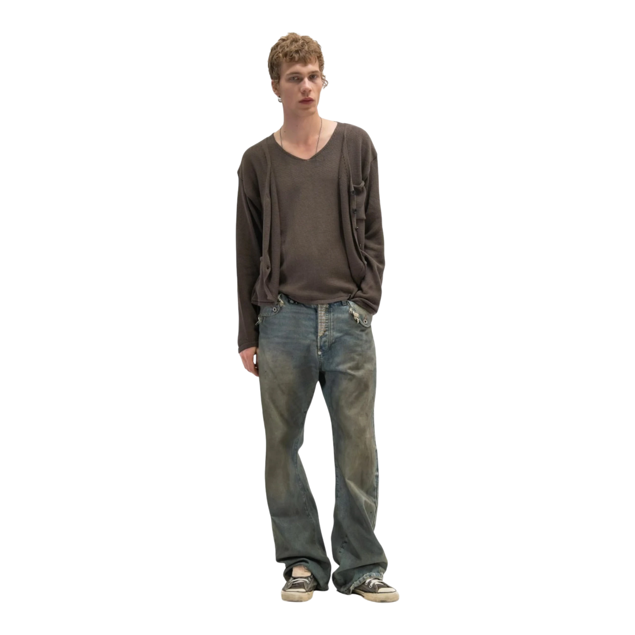 No Faith Studios Brown Knitted Cardigan