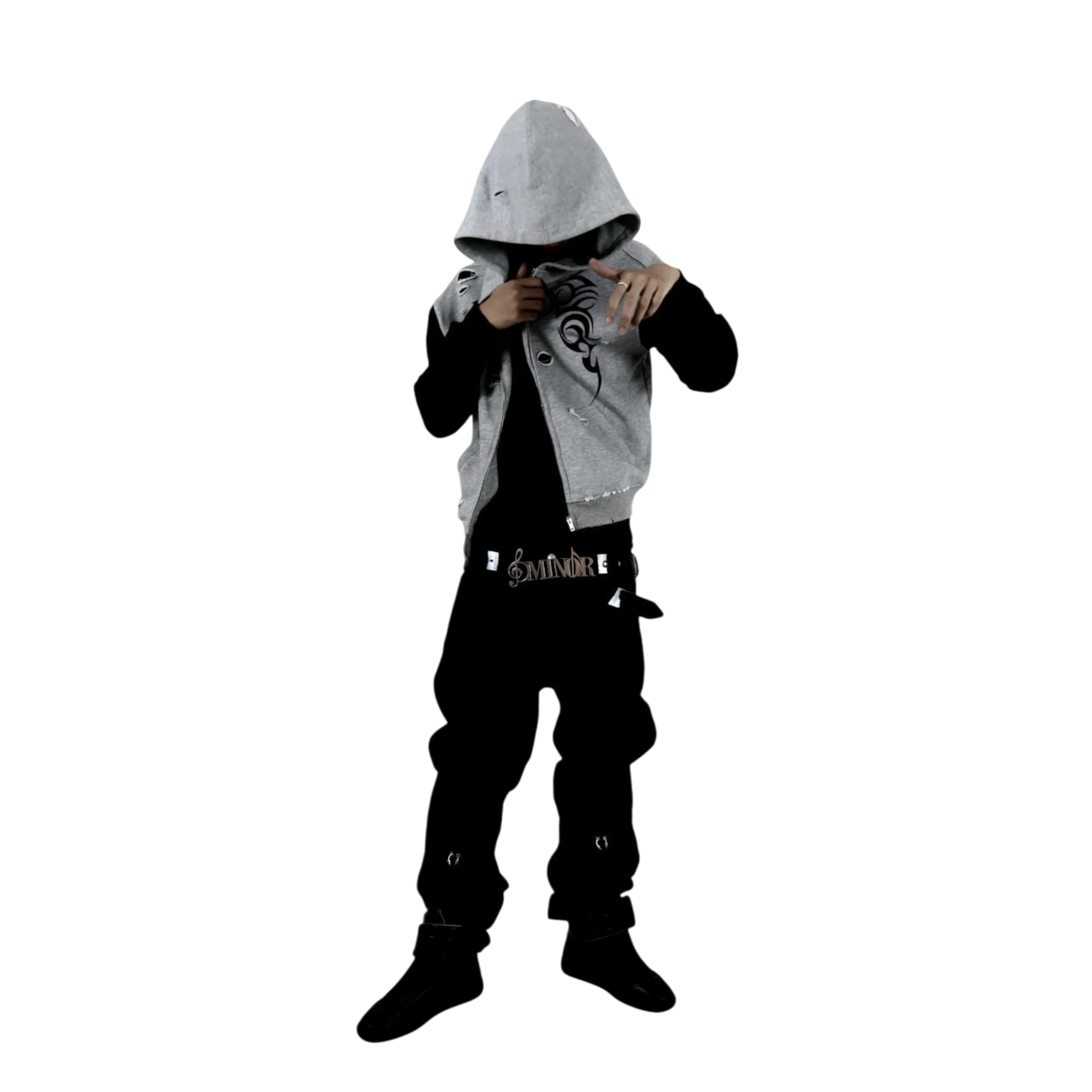 Ucantbelikeme Washed Distressed Zip-Hoodie
