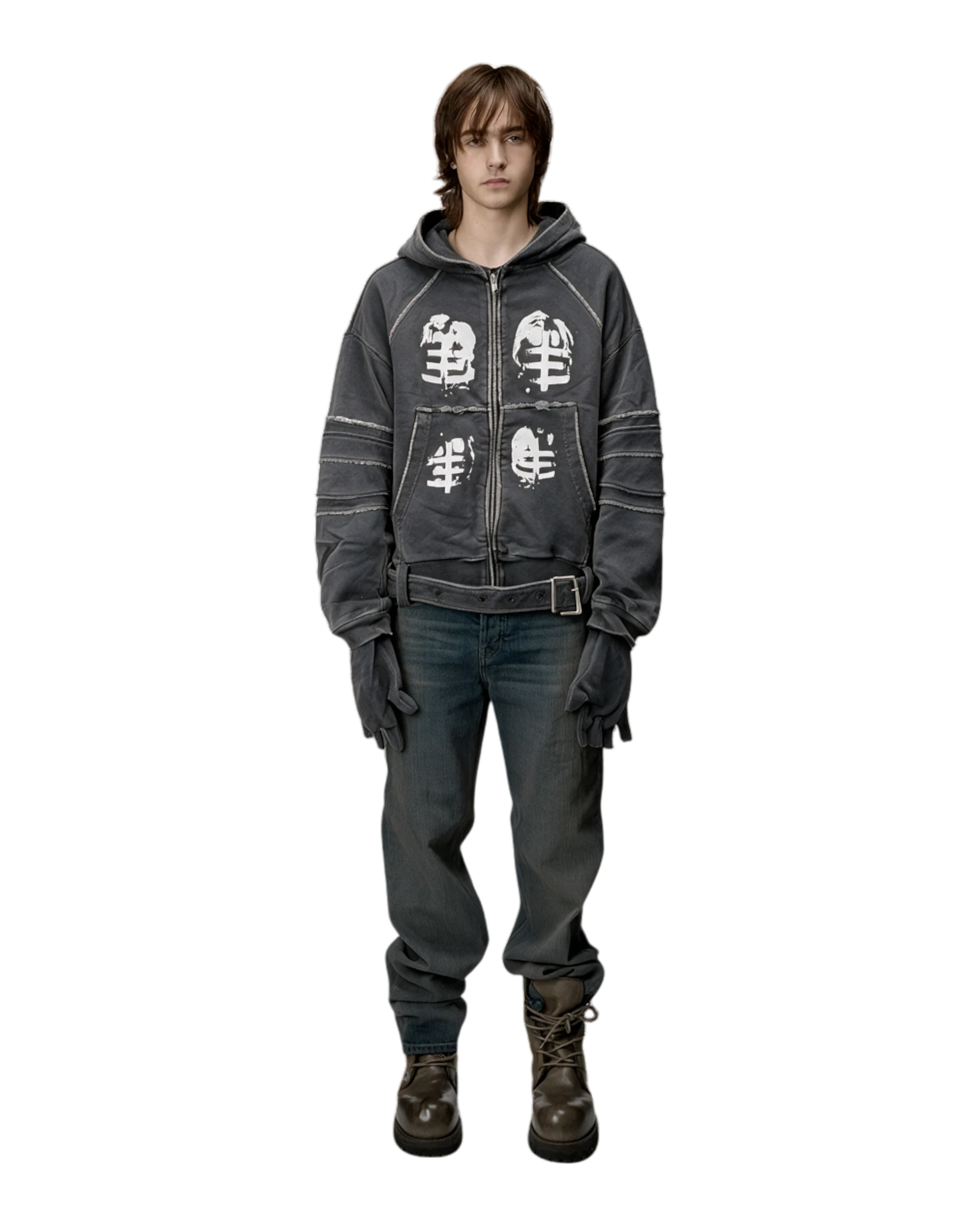 Shine Luxury Golope Zipper Armour Hoodie