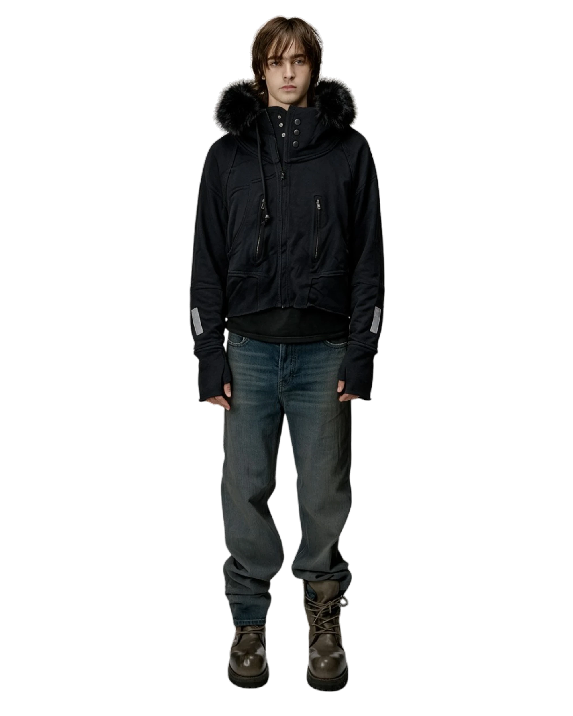 LGB Cropped Fur Zip-Hoodie Type