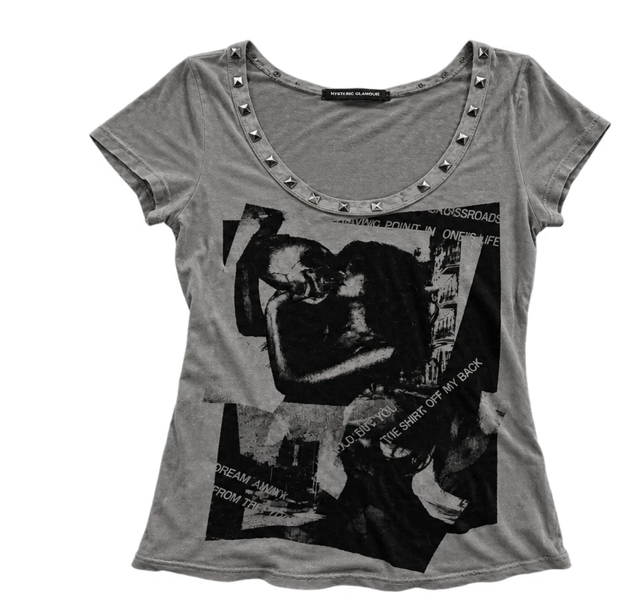 Ghost of Harlem Grunge Studded U-Neck T-Shirt