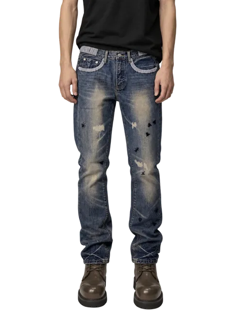 L.G.B. Stars & Stripes Mud-Washed Denim Jeans