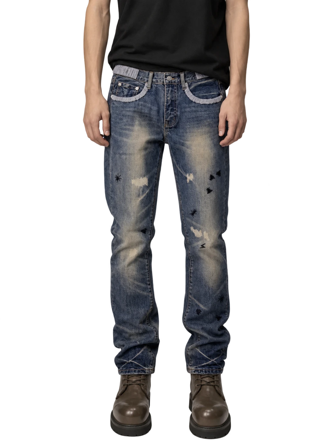 L.G.B. Stars & Stripes Mud-Washed Denim Jeans