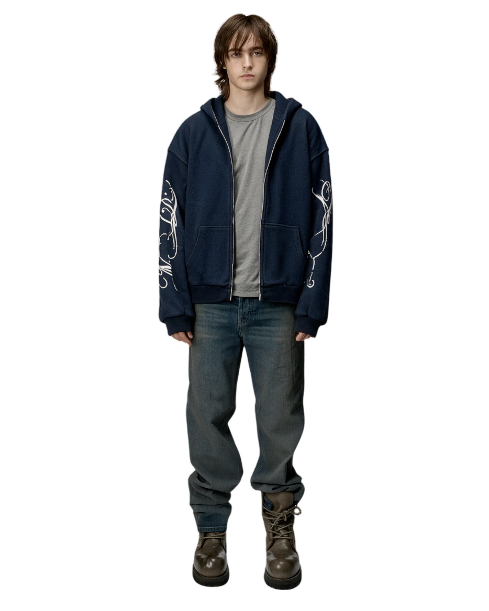 Сalligraphy Waffle Zip-Hoodie