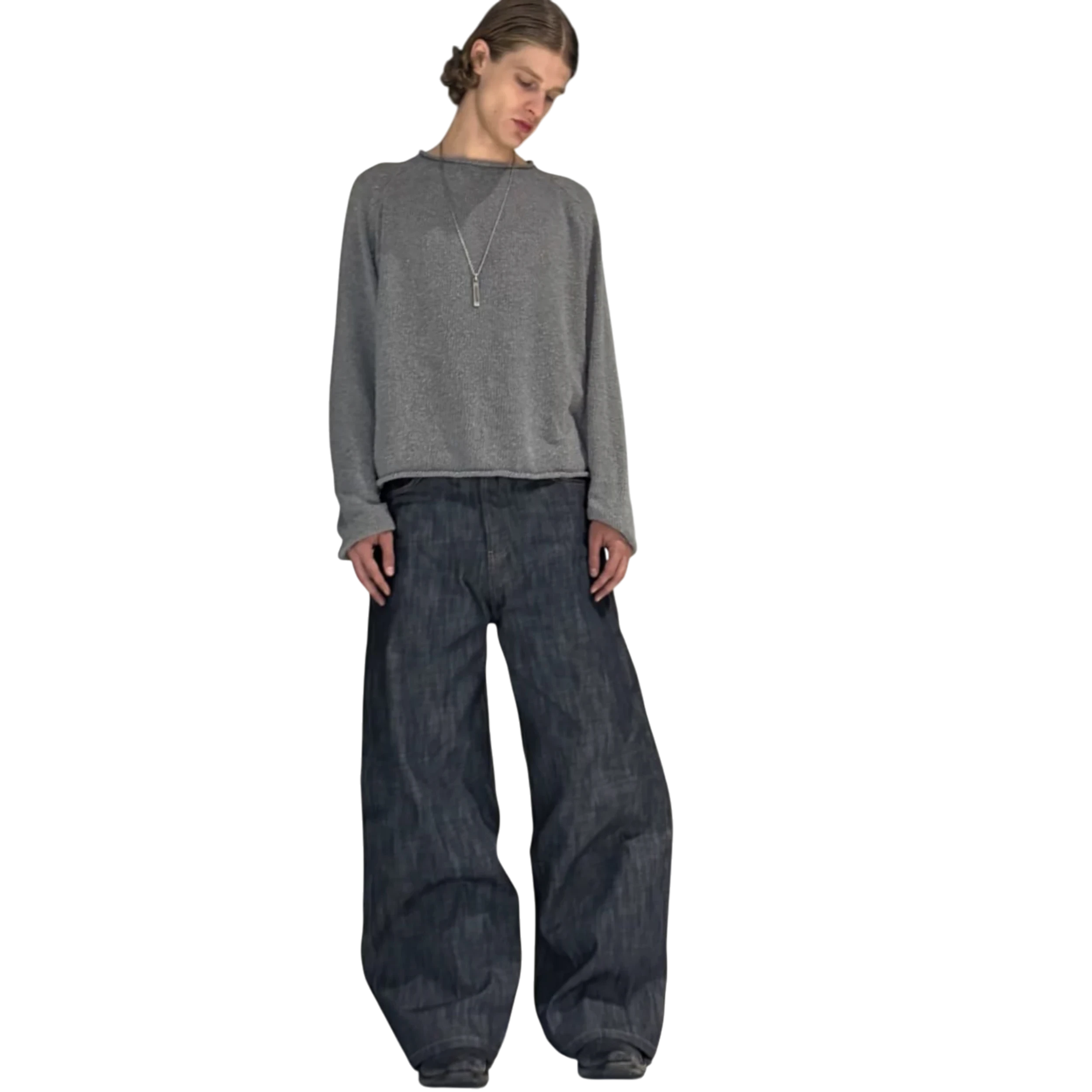 No Faith Studios Grey Knit Sweater Rough Basic Knit