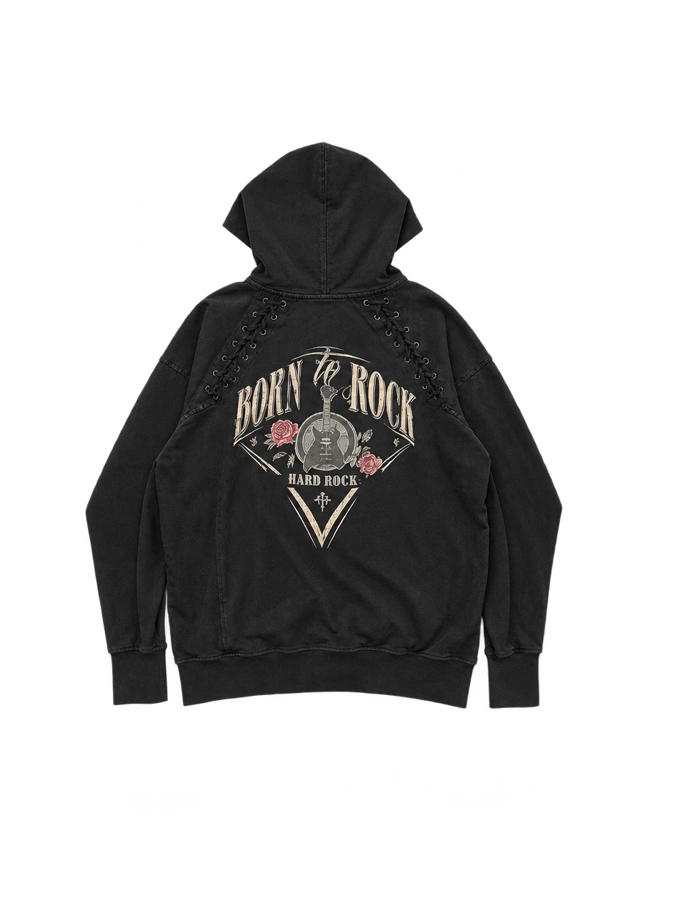 Hard Rock Cafe Rose Ribbon Zip-Up Hoodie