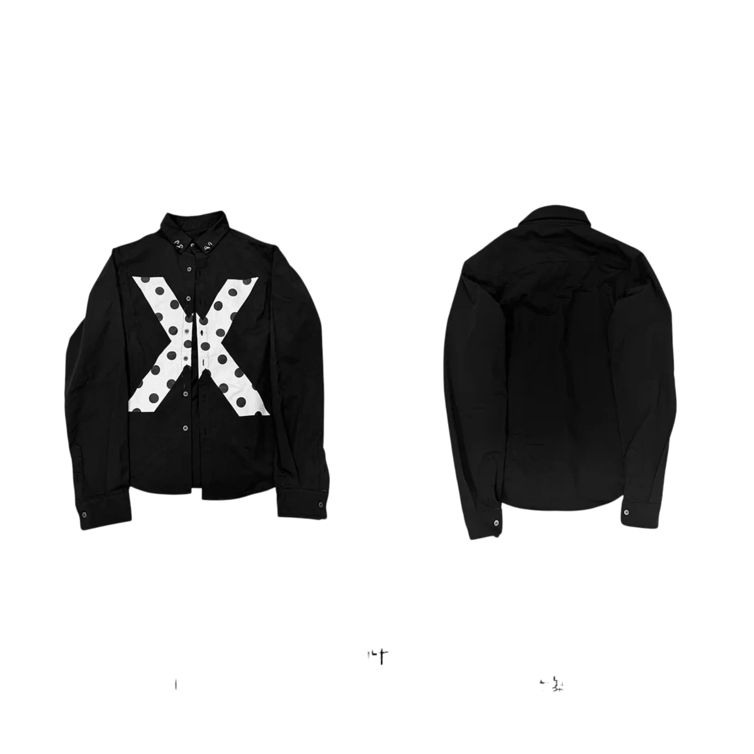 Ucantbelikeme Polka Dot Print Distressed Black Shirt Jacket