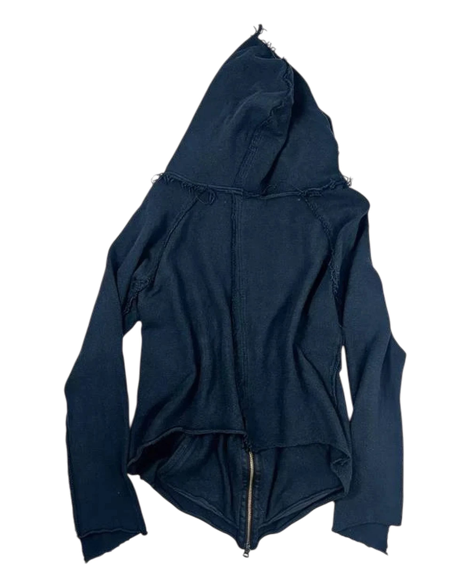 L.G.B. Distressed Asymmetric Zip-Up Hoodie