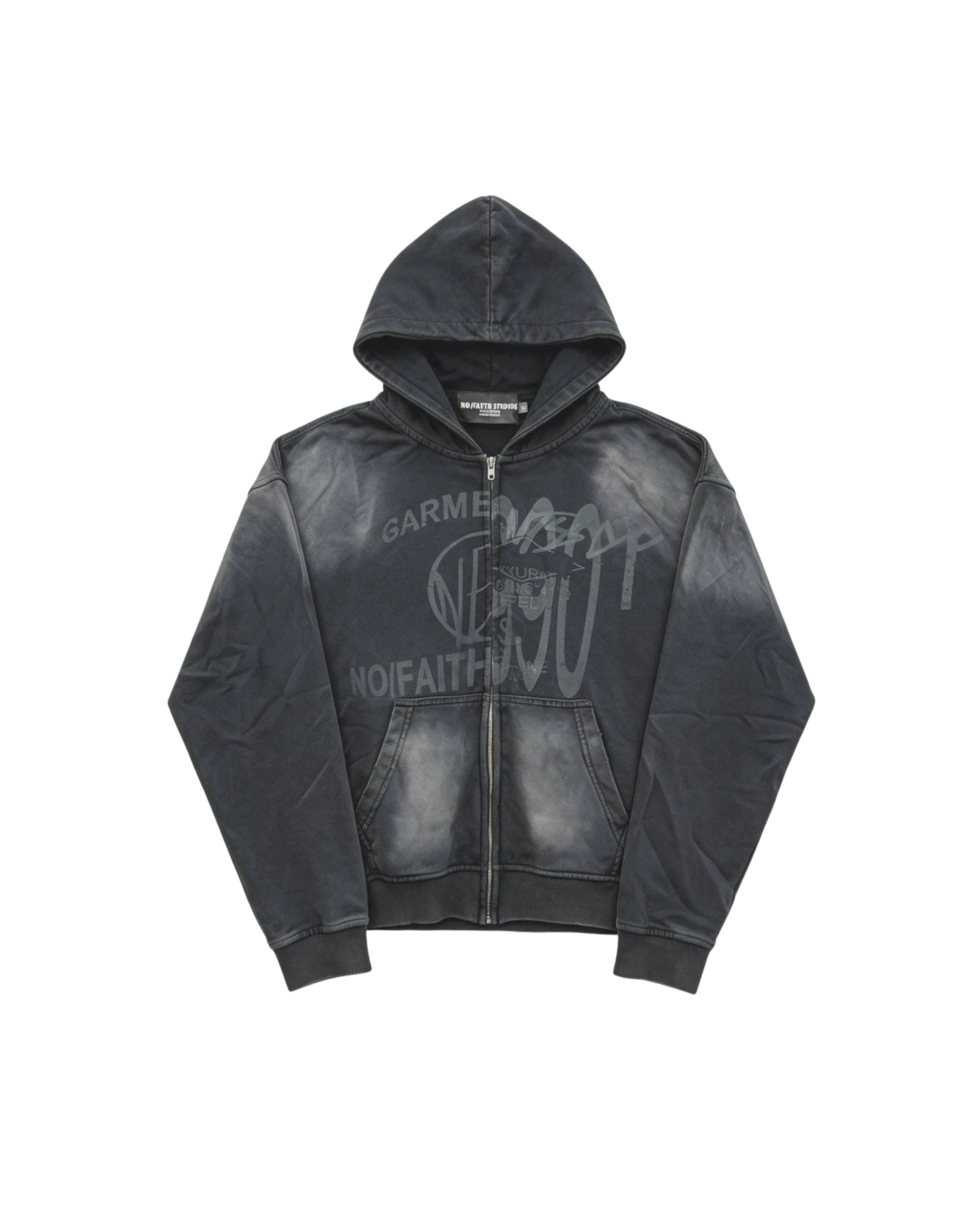 No Faith Studios Washed Garment Zip-Hoodie