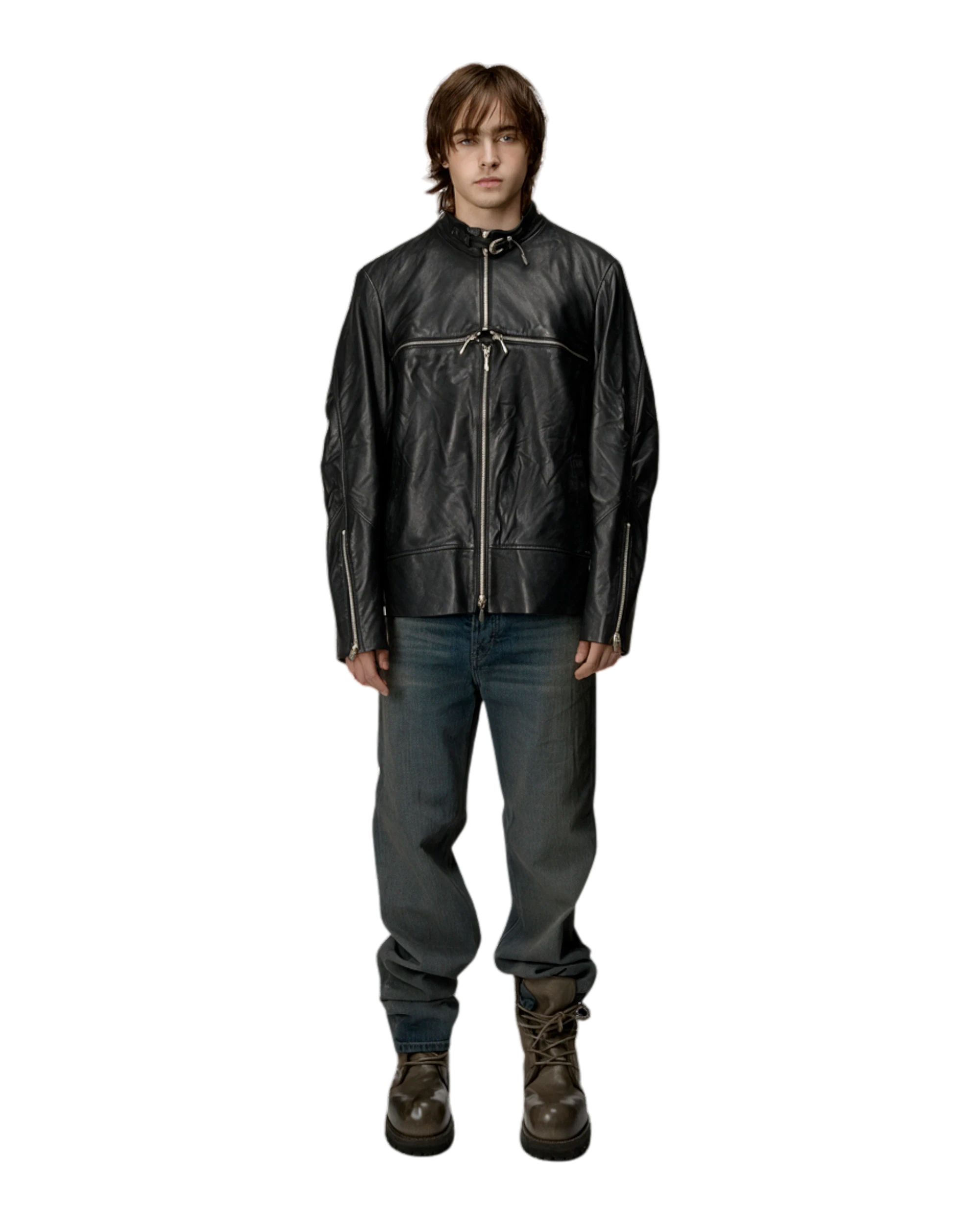 14th Addiction Cross Zip Leather Jacket