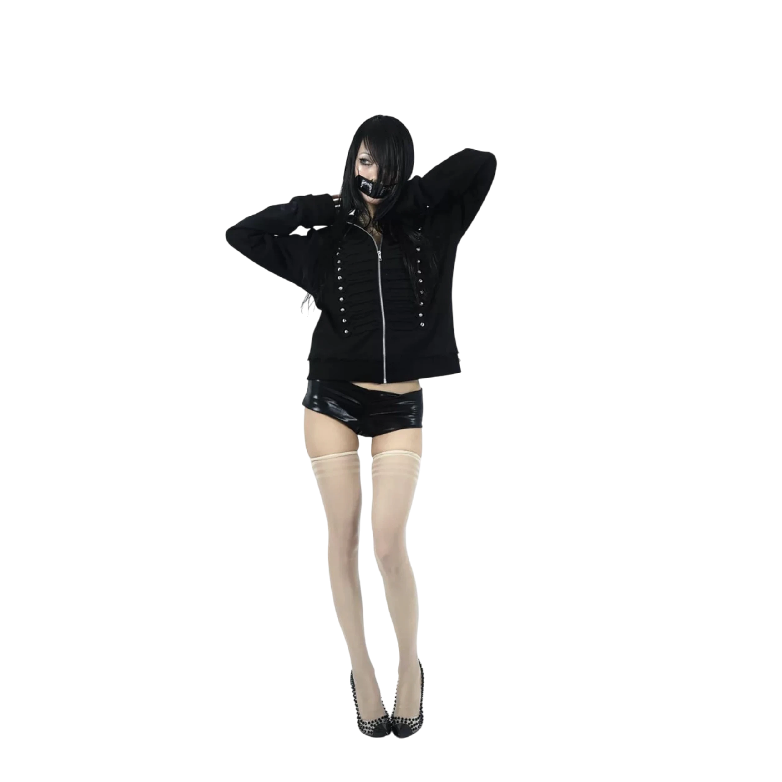 Ucantbelikeme 2000S Napoleon Court Corded Knot Rivet Zip Hoodie