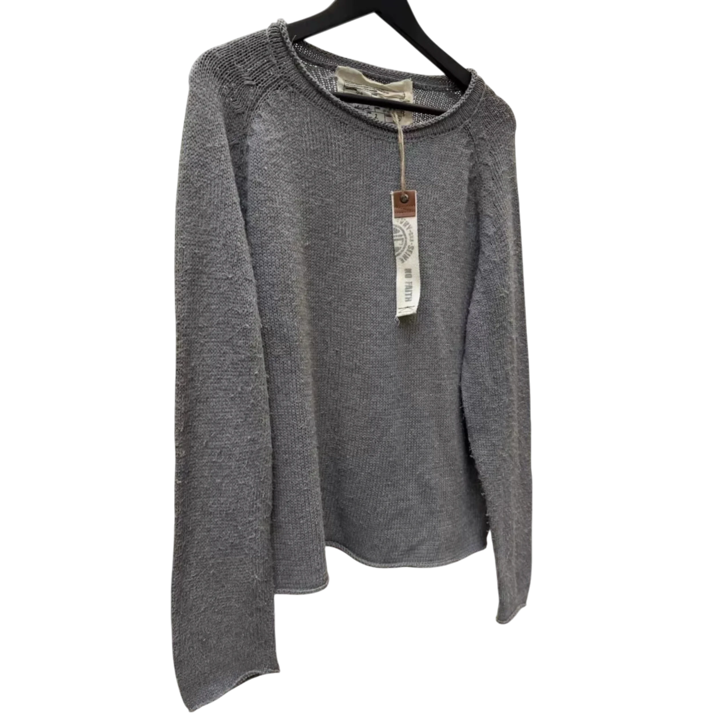 No Faith Studios Grey Knit Sweater Rough Basic Knit