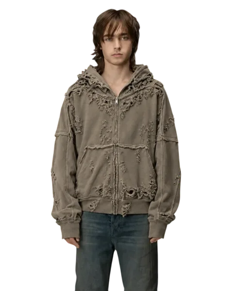 Latui Atelier Distressed Oversized Zip Hoodie
