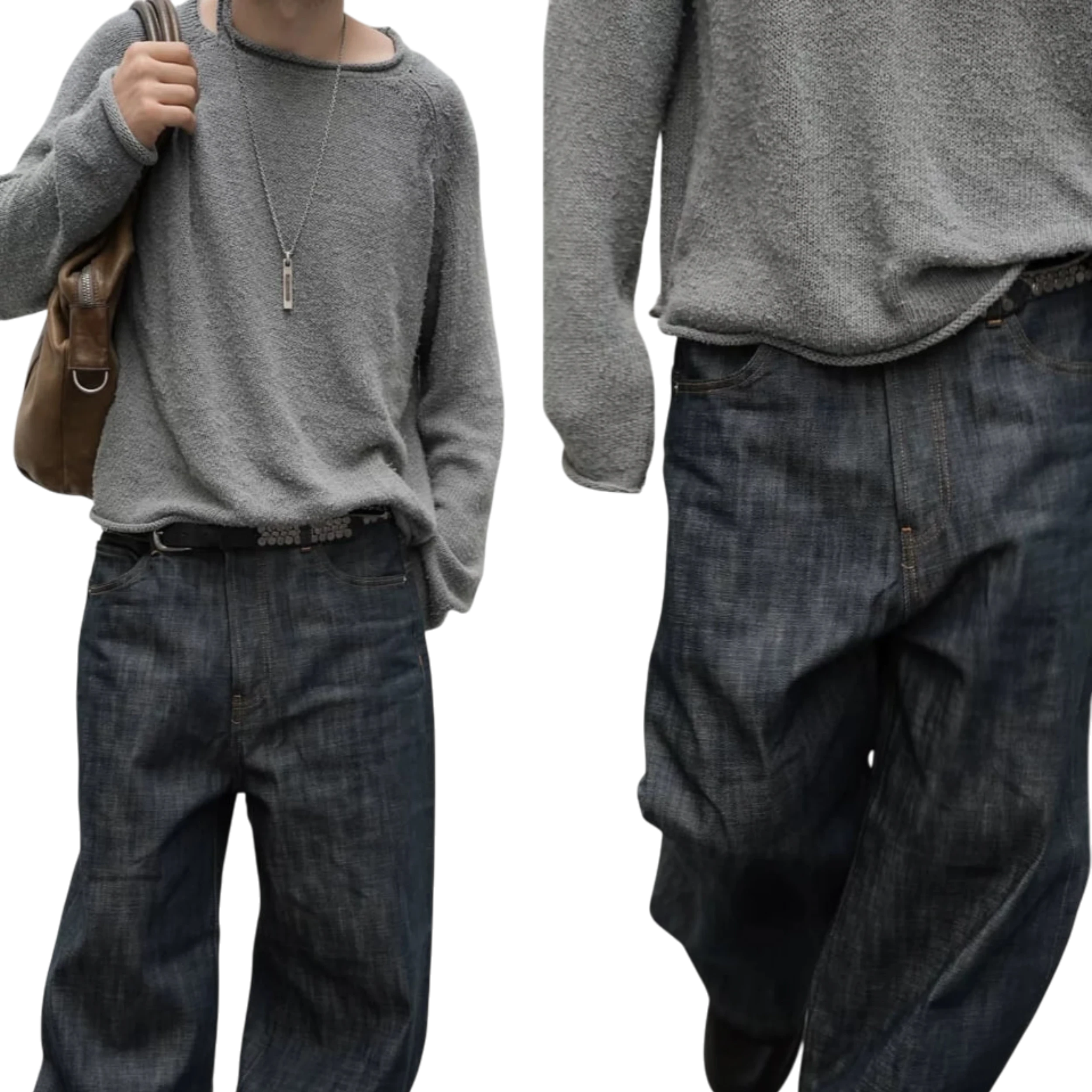 No Faith Studios Grey Knit Sweater Rough Basic Knit