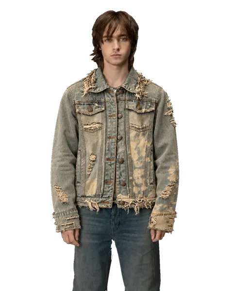 L.G.B. 00s Archive Bleach Distressed Denim Jacket
