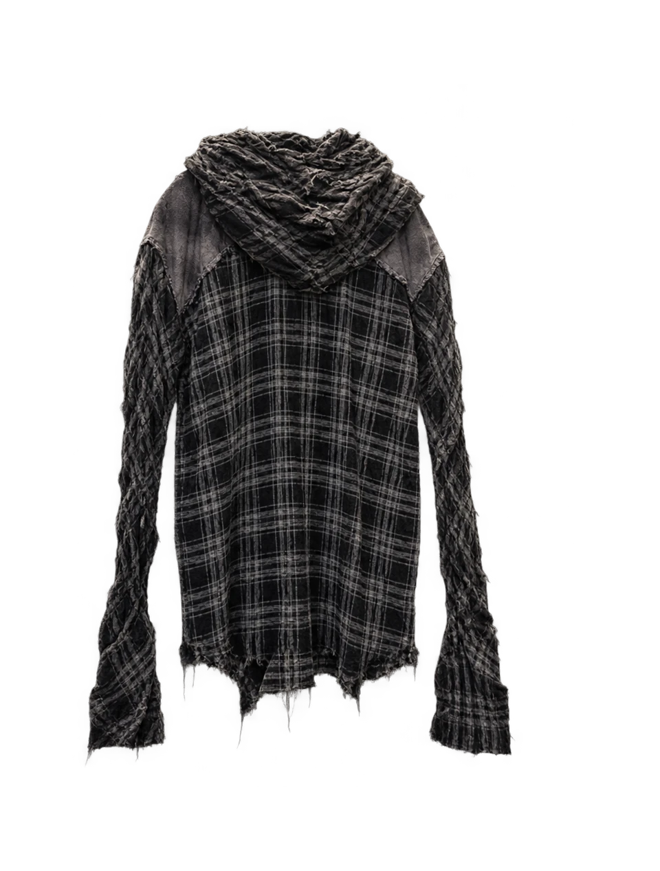 L.G.B. SHIRT-G/PK/M Wrinkle Process Reconstructed Plaid Hoodie