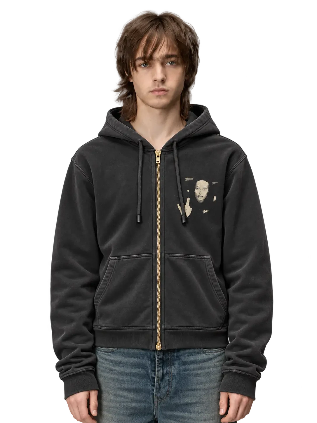 Rick Owens DRKSHDW FW08 «Stag» Kembra Pfahler Print Jason Zip-Up Hoodie