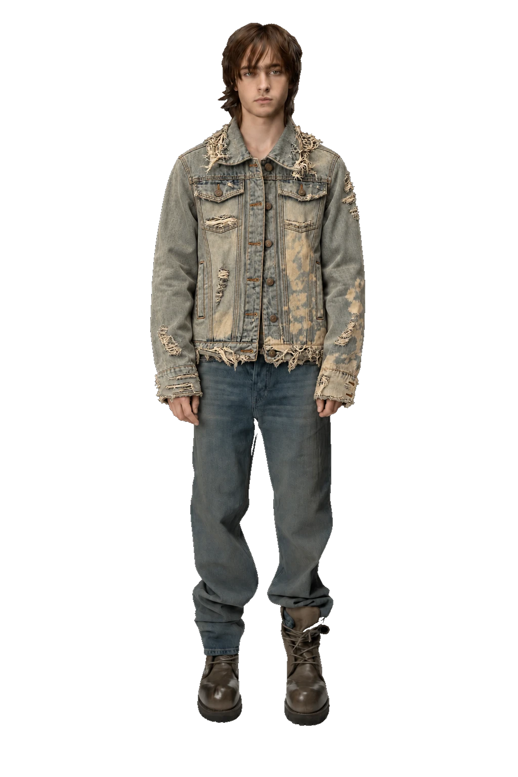 L.G.B. 00s Archive Bleach Distressed Denim Jacket