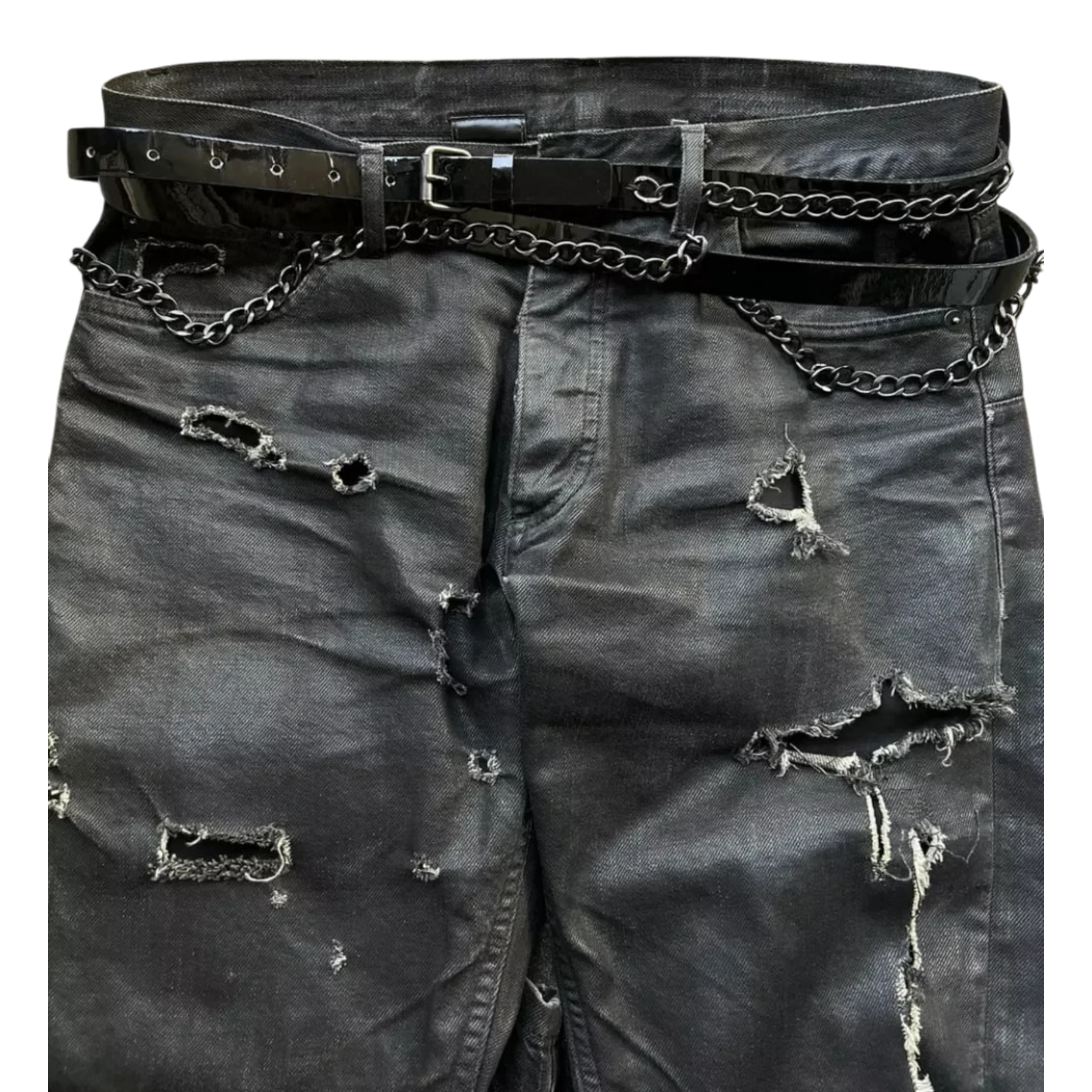 Cdg X Junya Watanbe Chain Double Leather Belt