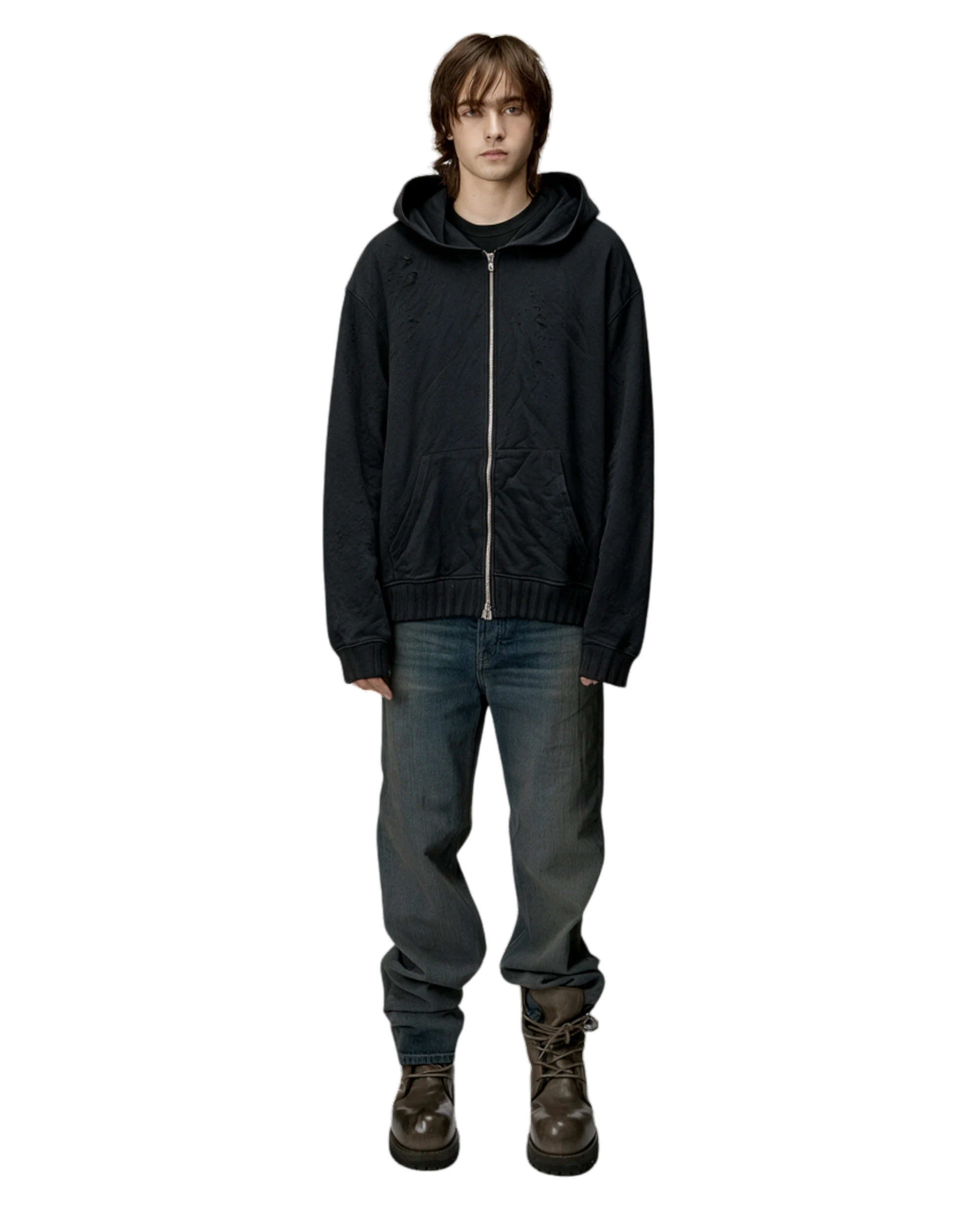 Amiri Shotgun Distressed Zip-Hoodie