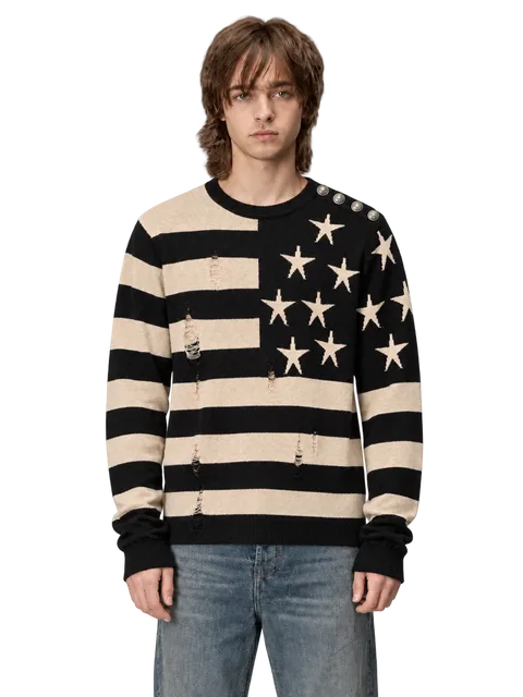 Balmain Destroyed American Flag Sweater