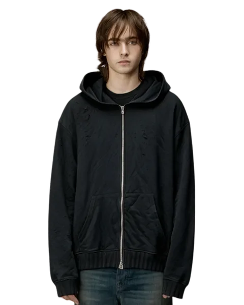 Amiri Shotgun Distressed Zip-Hoodie
