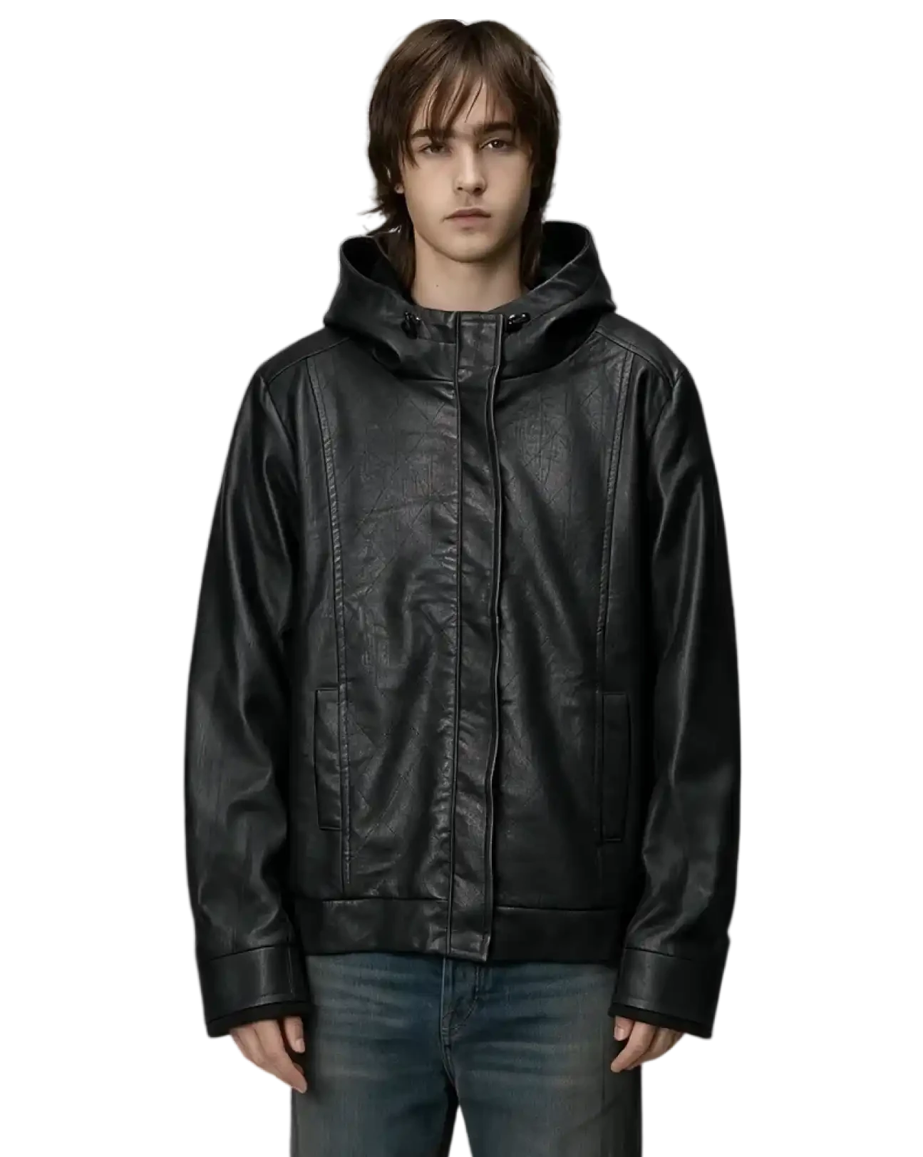 L.G.B. Motorcycle Hooded Leather Jacket
