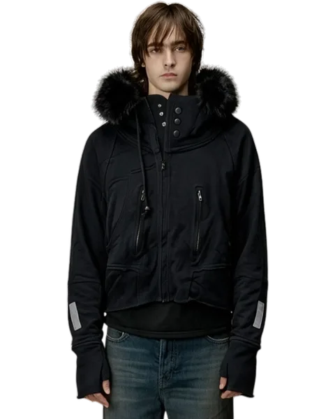 LGB Cropped Fur Zip-Hoodie Type