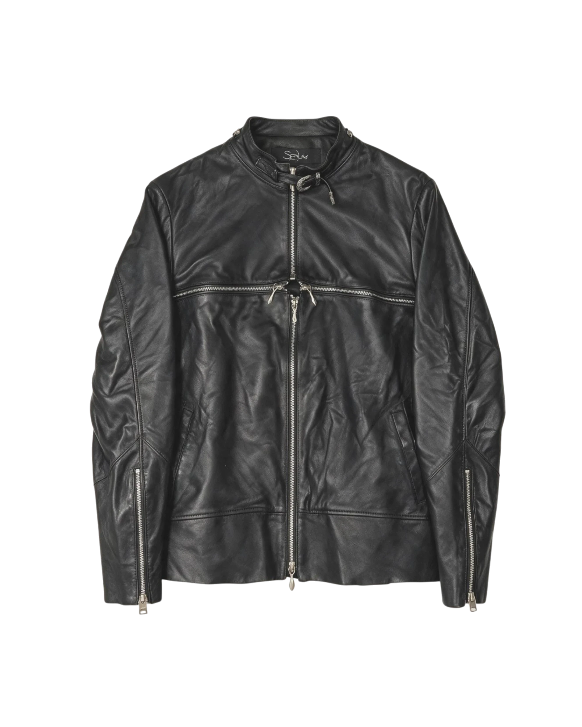 14th Addiction Cross Zip Leather Jacket