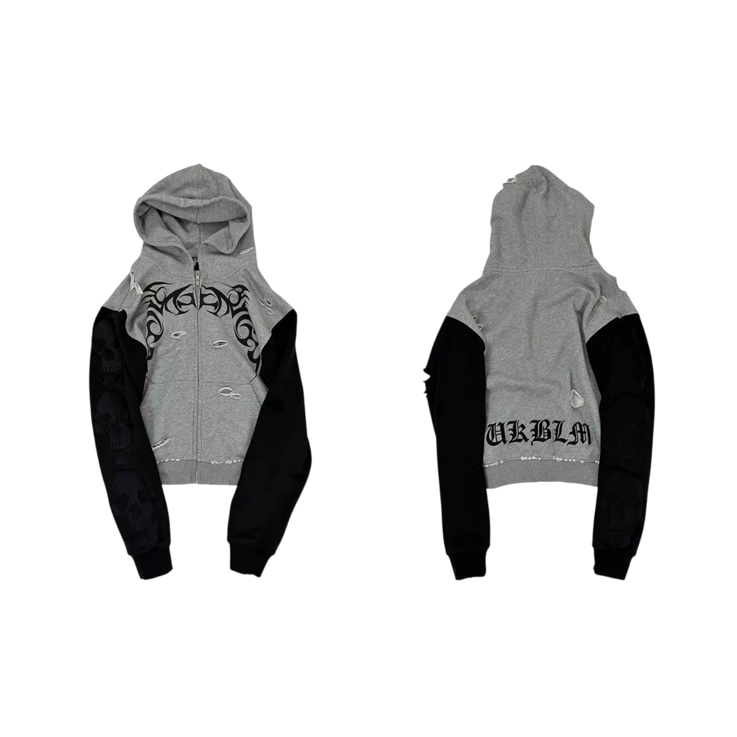 Ucantbelikeme Washed Distressed Zip-Hoodie