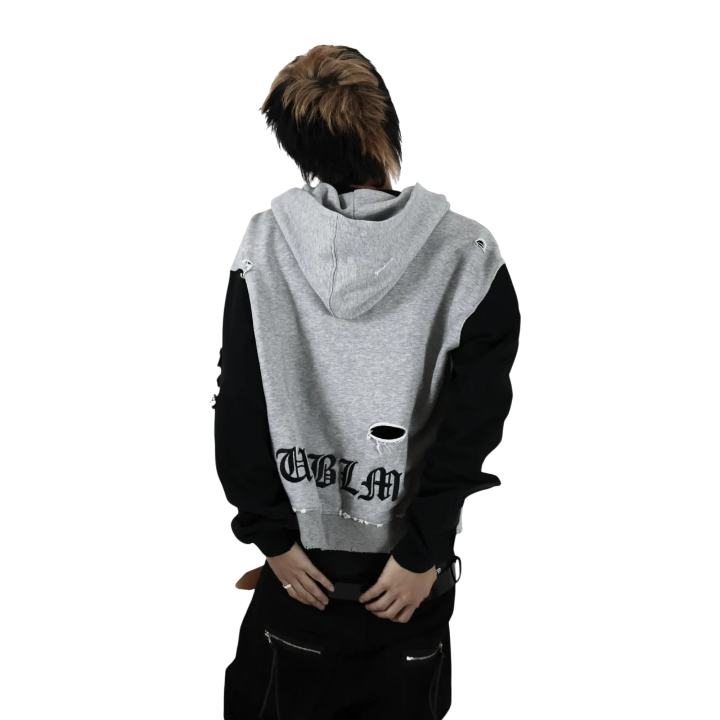 Ucantbelikeme Washed Distressed Zip-Hoodie