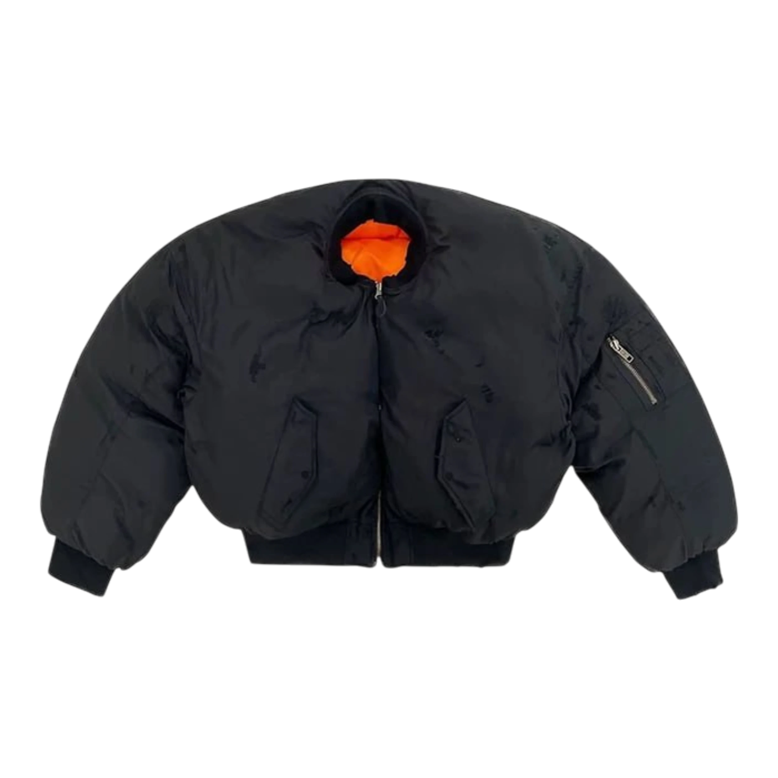 Project G/R Black Reversible Puffer Bomber Jacket
