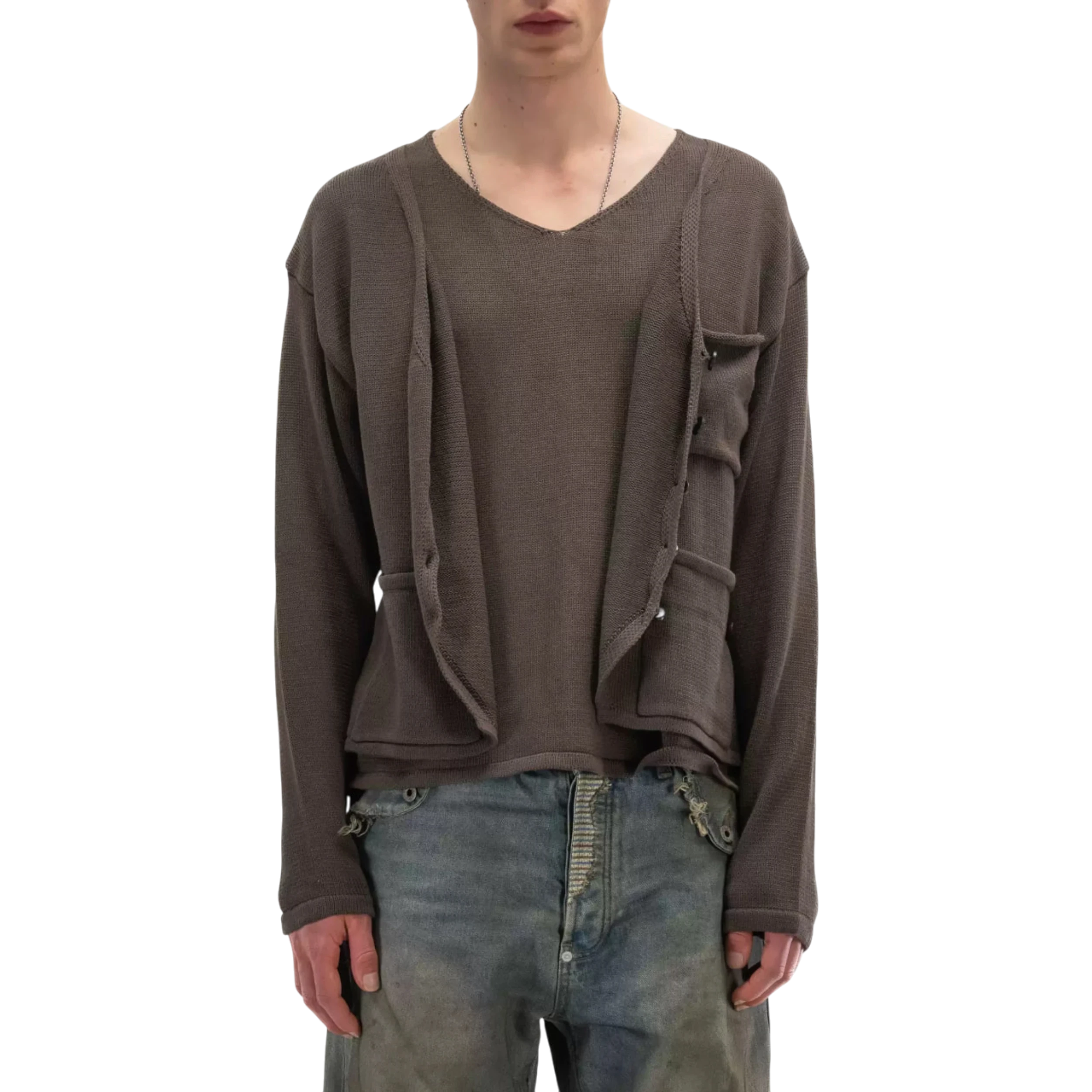 No Faith Studios Brown Knitted Cardigan