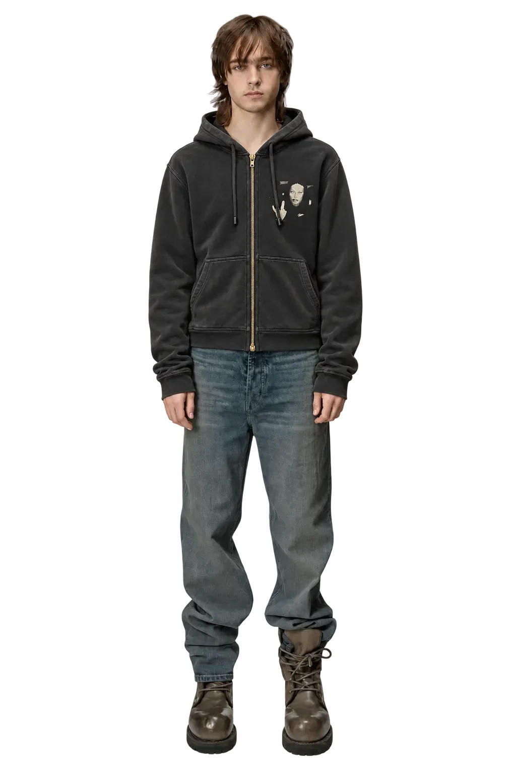 Rick Owens DRKSHDW FW08 «Stag» Kembra Pfahler Print Jason Zip-Up Hoodie